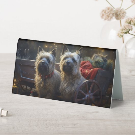 Plaque De Table Décor de Noël de Cairn Terrier Snowy Sleigh (En SItu (Tableau))