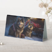 Plaque De Table Décor de Noël Lapphund Snowy Sleigh (En SItu (Tableau))