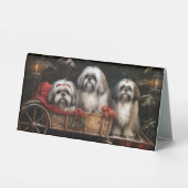 Plaque De Table Décor de Noël Lhasa Apso Snowy Sleigh (Verso)