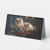 Plaque De Table Décor de Noël Poméranien Snowy Sleigh (Verso)