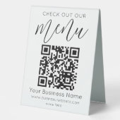 Plaque De Table Découvrez notre menu Qr Code noir blanc chic moder (Recto)