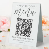 Plaque De Table Découvrez notre menu Qr Code noir blanc chic moder (In SItu (Mariage))