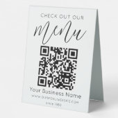 Plaque De Table Découvrez notre menu Qr Code noir blanc chic moder (Verso)