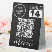 Plaque De Table Découvrez notre menu Qr Code noir blanc chic moder (In SItu (Mariage))