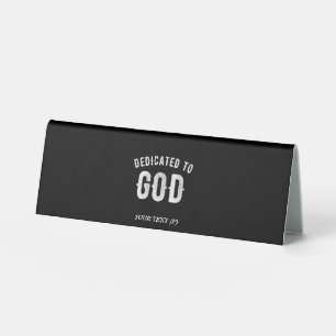 PLAQUE DE TABLE DÉDIÉ À DIEU TEXTE BLANC PERSONNALISABLE