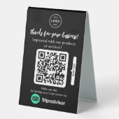 Plaque De Table Demande d'avis TripAdvisor avec logo et code QR (Recto)