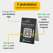 Plaque De Table Demande d'avis TripAdvisor avec logo et code QR