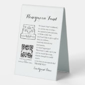 Plaque De Table Demande de fonds de lune de miel mariage QR CODE E (Verso)