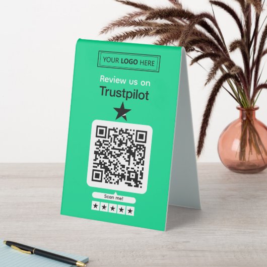 Plaque De Table Demande de révision Trustpilot avec code QR numéri (En SItu (Tableau))