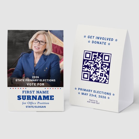 Plaque De Table Democratic Party Campaign Personalized QR & Photo (Recto/verso)