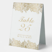 Plaque De Table Dentelle or et cachemire blanc (Recto)