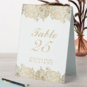 Plaque De Table Dentelle or et cachemire blanc (En SItu (Tableau))