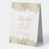 Plaque De Table Dentelle or et cachemire blanc (Verso)