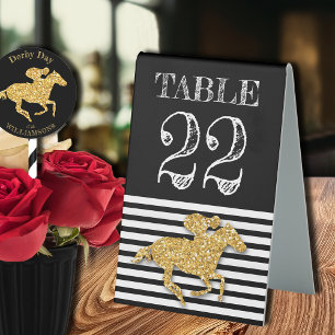 Plaque De Table Derby Gold Racehorse et Jockey