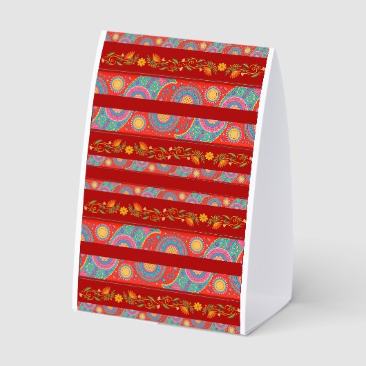 Plaque De Table Desi Wedding Style Deep Red Design (Verso)