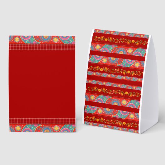 Plaque De Table Desi Wedding Style Deep Red Design (Recto/verso)