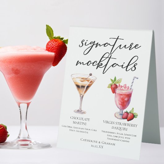Plaque De Table Dessert Mocktails Martini au Chocolat Fraise