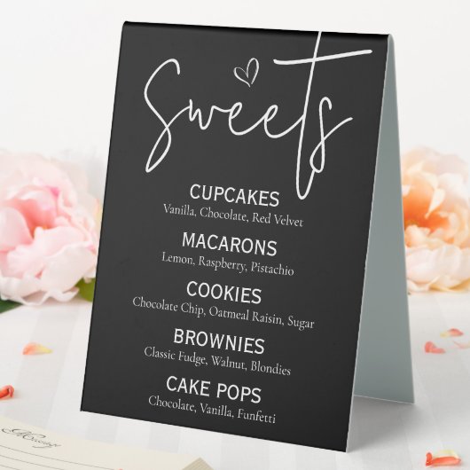 Plaque De Table Dessert sucré minimal Menu Moderne Noir Blanc Chic (In SItu (Mariage))