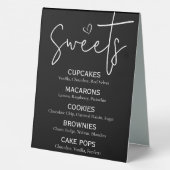 Plaque De Table Dessert sucré minimal Menu Moderne Noir Blanc Chic (Verso)