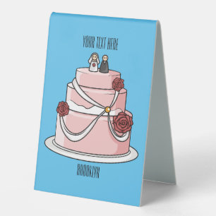 Plaque De Table dessin animé de gâteau mariage