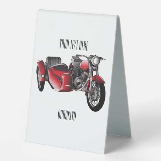 Plaque De Table dessin animé de la moto Sidecar (Recto)