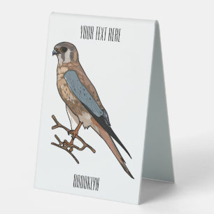 Plaque De Table dessin animé d'oiseau-kestrel américain
