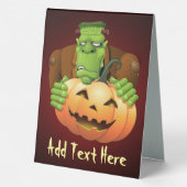 Plaque De Table Dessin de Frankenstein Monster avec Citrouille (Verso)
