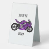 Plaque De Table Dessin de moto de sport violet (Verso)