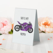 Plaque De Table Dessin de moto de sport violet (In SItu (Mariage))