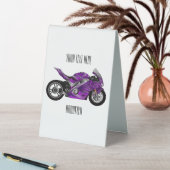 Plaque De Table Dessin de moto de sport violet (En SItu (Tableau))