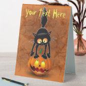 Plaque De Table Dessin d'Halloween au chat effrayé sur Citrouille (En SItu (Tableau))