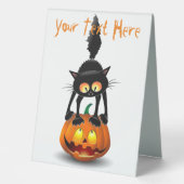 Plaque De Table Dessin d'Halloween au chat effrayé sur Citrouille (Recto)