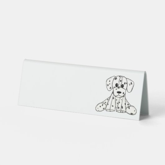 Plaque De Table Dessin simple de contour de chien en peluche dalma (Recto)