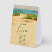 Plaque De Table Destination de mariage côtier plage aquarelle (Verso)