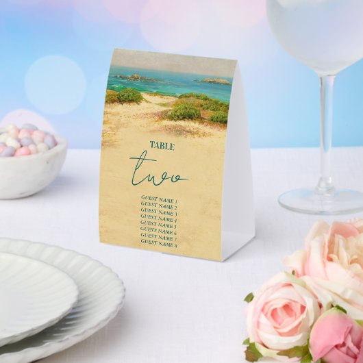 Plaque De Table Destination de mariage côtier plage aquarelle (Insitu (mariage))
