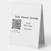 Plaque De Table DÉTAILS DU baby shower QR SCAN CODE RU MODERNE MIN (Verso)