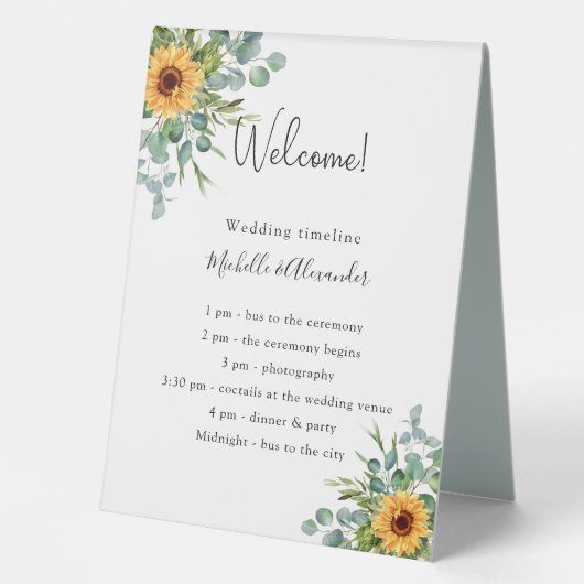 Plaque De Table Détails du programme de mariage des eucalyptus des (Recto)