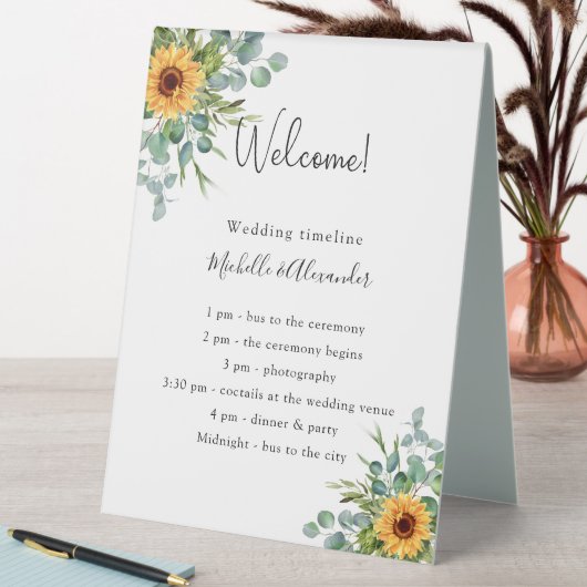 Plaque De Table Détails du programme de mariage des eucalyptus des (En SItu (Tableau))