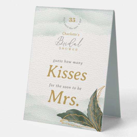 Plaque De Table Devinez Élégant Combien De Baisers Fête des mariée (Recto)