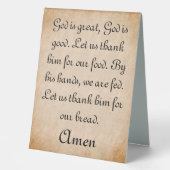 Plaque De Table Dieu est grand repas de prière Panneau de la table (Recto)