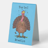 Plaque De Table Dinde de basse-cour marrante brune avec dessin ani (Verso)