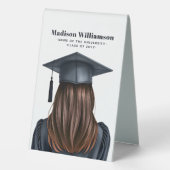 Plaque De Table Diplômée moderne personnalisée Femme Diplômée (Verso)