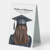 Plaque De Table Diplômée moderne personnalisée Femme Diplômée (Recto)