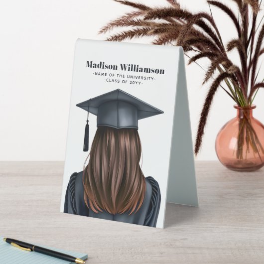 Plaque De Table Diplômée moderne personnalisée Femme Diplômée (En SItu (Tableau))