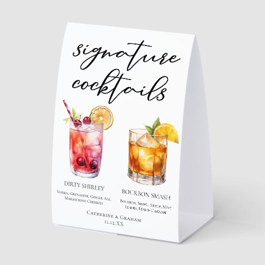Plaque De Table Dirty Shirley Bourbon Smash Signature Cocktails (Recto)