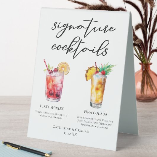 Plaque De Table Dirty Shirley Piña Colada Signature Cocktails Menu (En SItu (Tableau))
