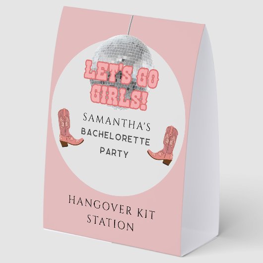 Plaque De Table Disco Cowgirl Bachelorette Weekend Hangover Kit (Recto)