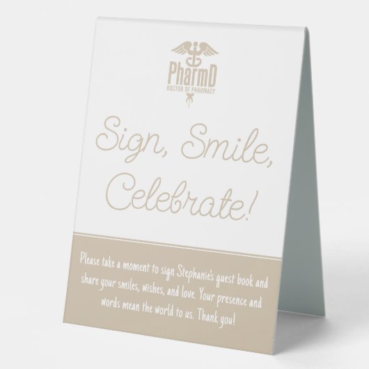 Plaque De Table Docteur en pharmacie PharmD livre d'or (Recto)