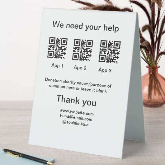 Plaque De Table Donation Collection conseil pot ajouter votre q r  (En SItu (Tableau))