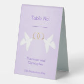 Plaque De Table Doves Design Mariage couleur Lilac (Verso)